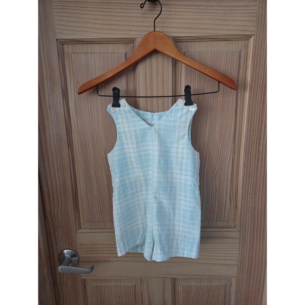 Merry Mites Vintage Baby Onesie Shorts Blue White Checker 4T Read